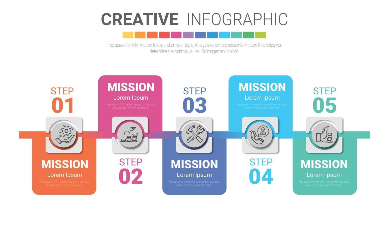 Presentation infographic template with 5 options, vector