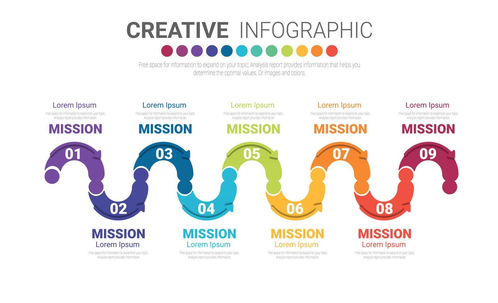 Infographic design template with 9 options vector