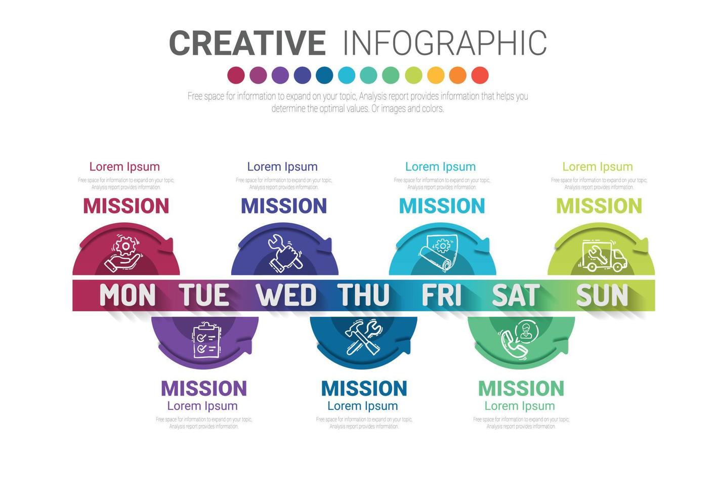 Presentation business concept with 7 options vector