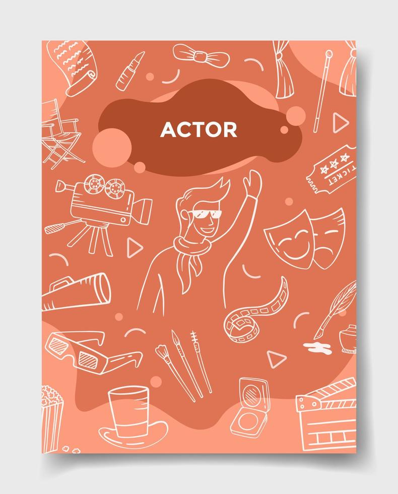 Trabajos de actor o profesión profesional con estilo doodle. vector