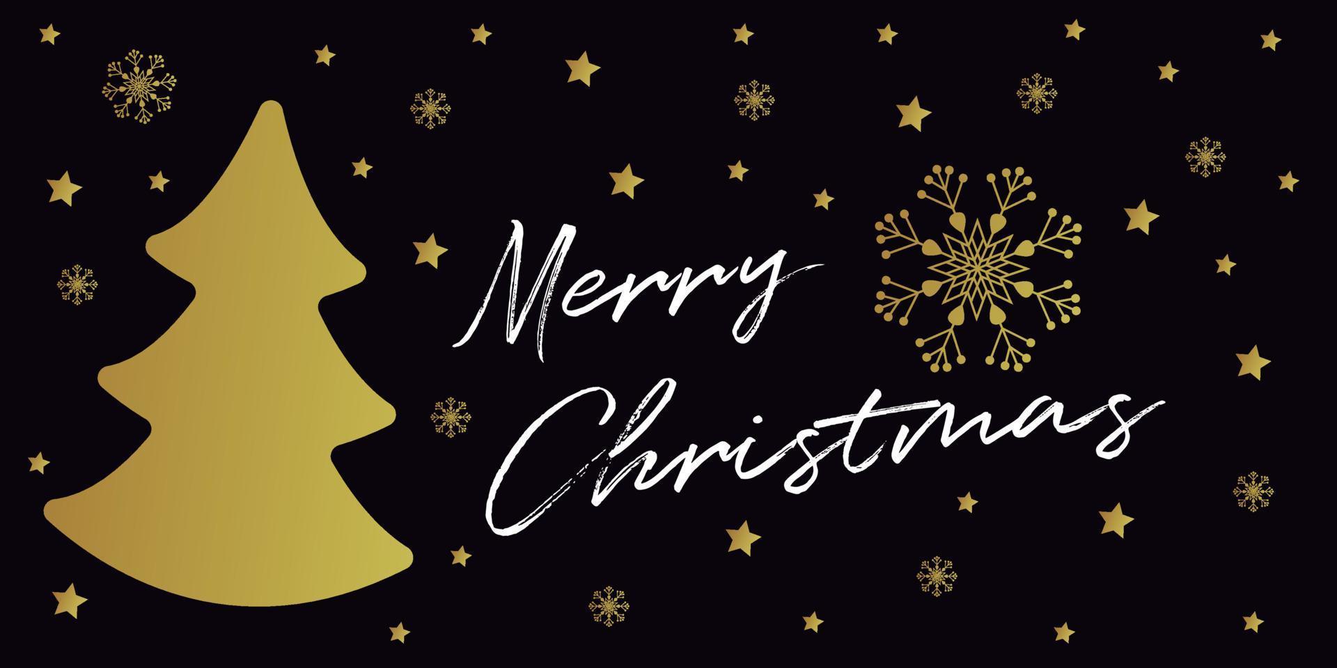 Merry Christmas black and gold gradient background vector