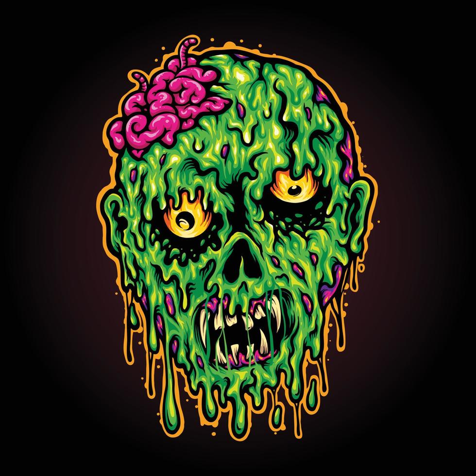 head zombie horror halloween ilustraciones vector