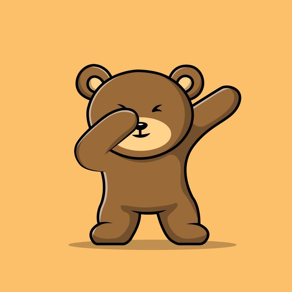 lindo oso de peluche dabbing ilustración vector