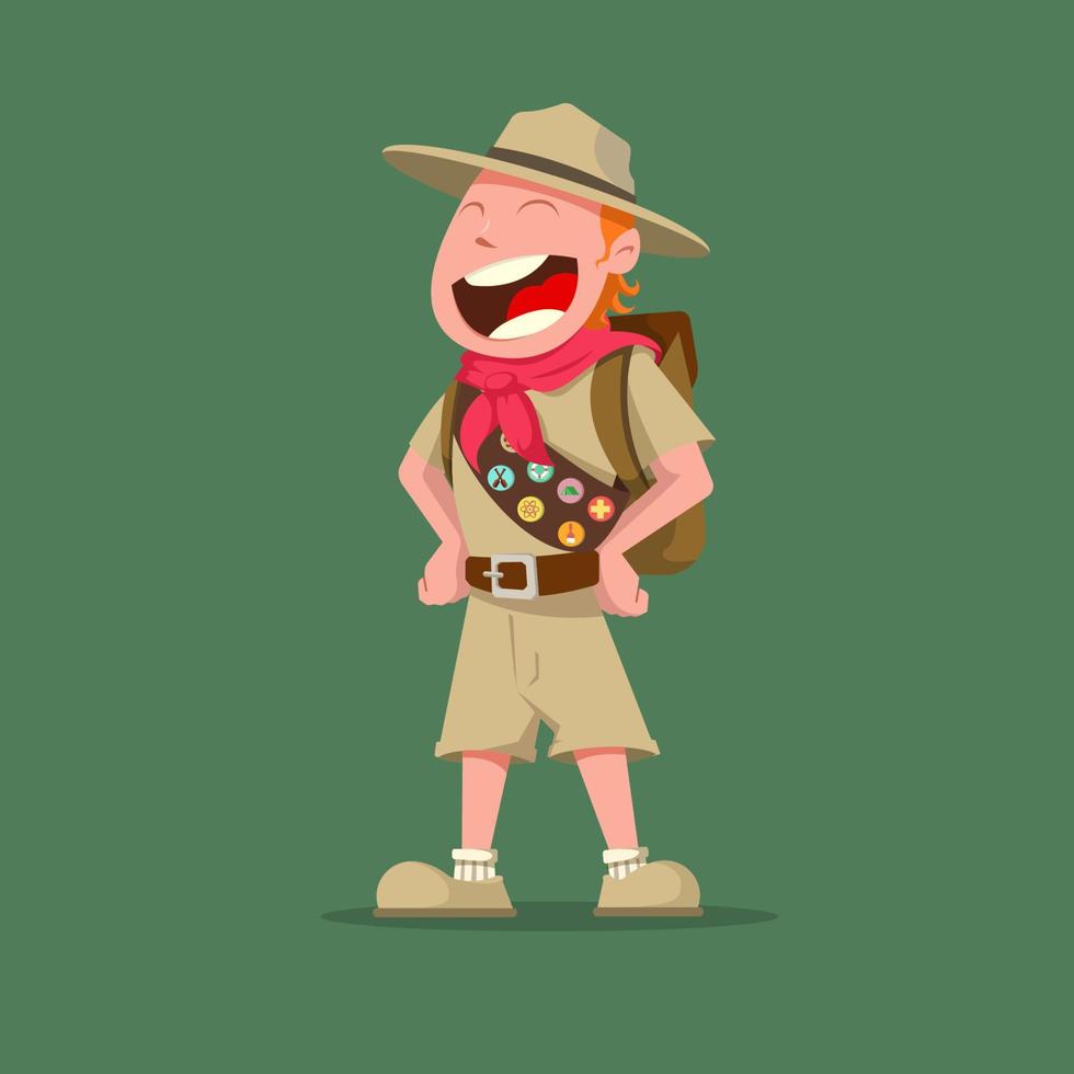 Funny scout boy with badges vector