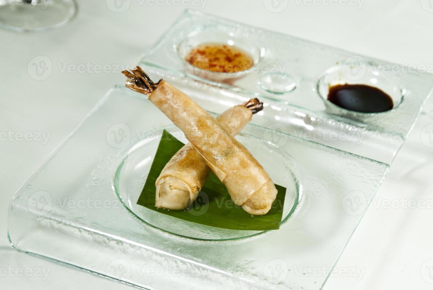 Set of dough fried prawns on a white background photo