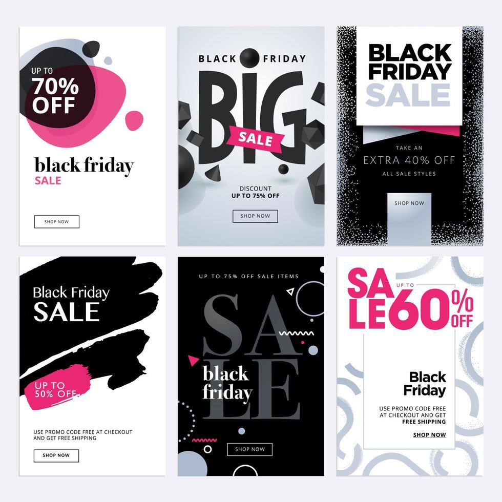 Banners de rebajas de viernes negro vector