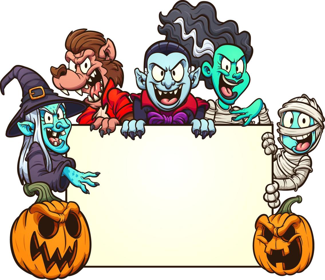 Cartoon Halloween characters vector