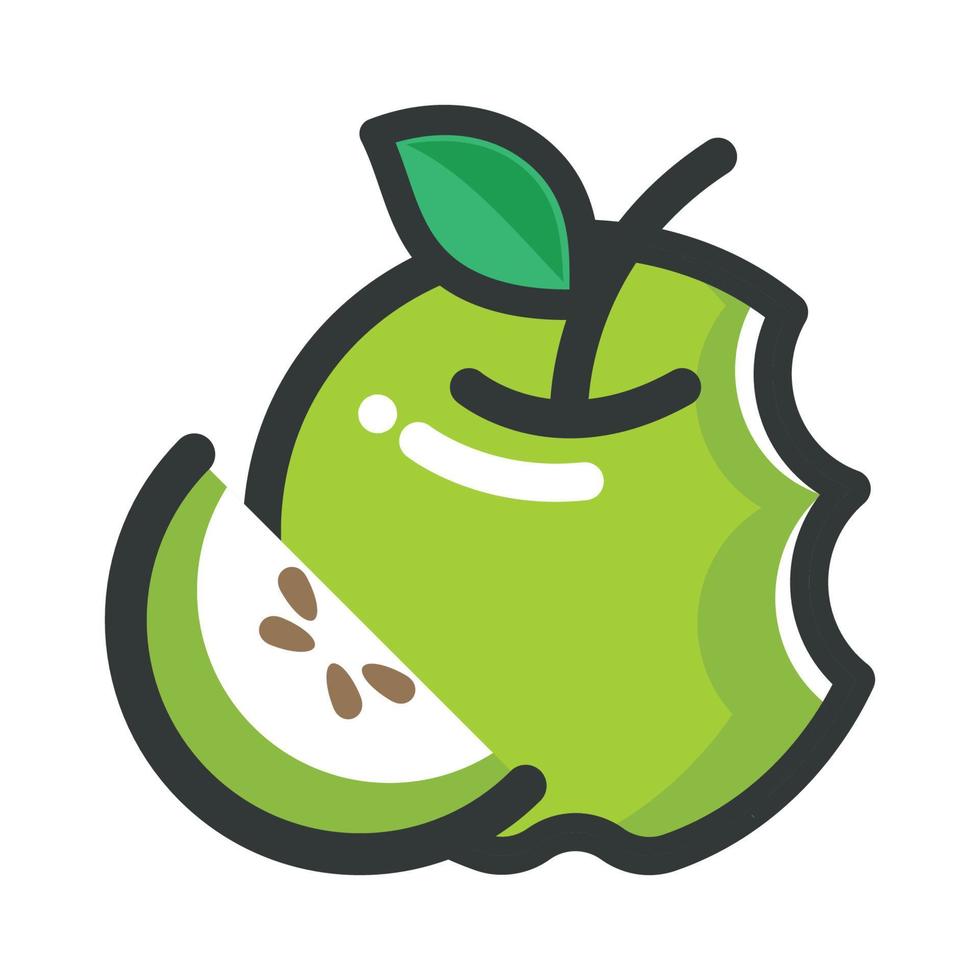 icono de manzana verde o logotipo con iconos de vector de mordida de manzana