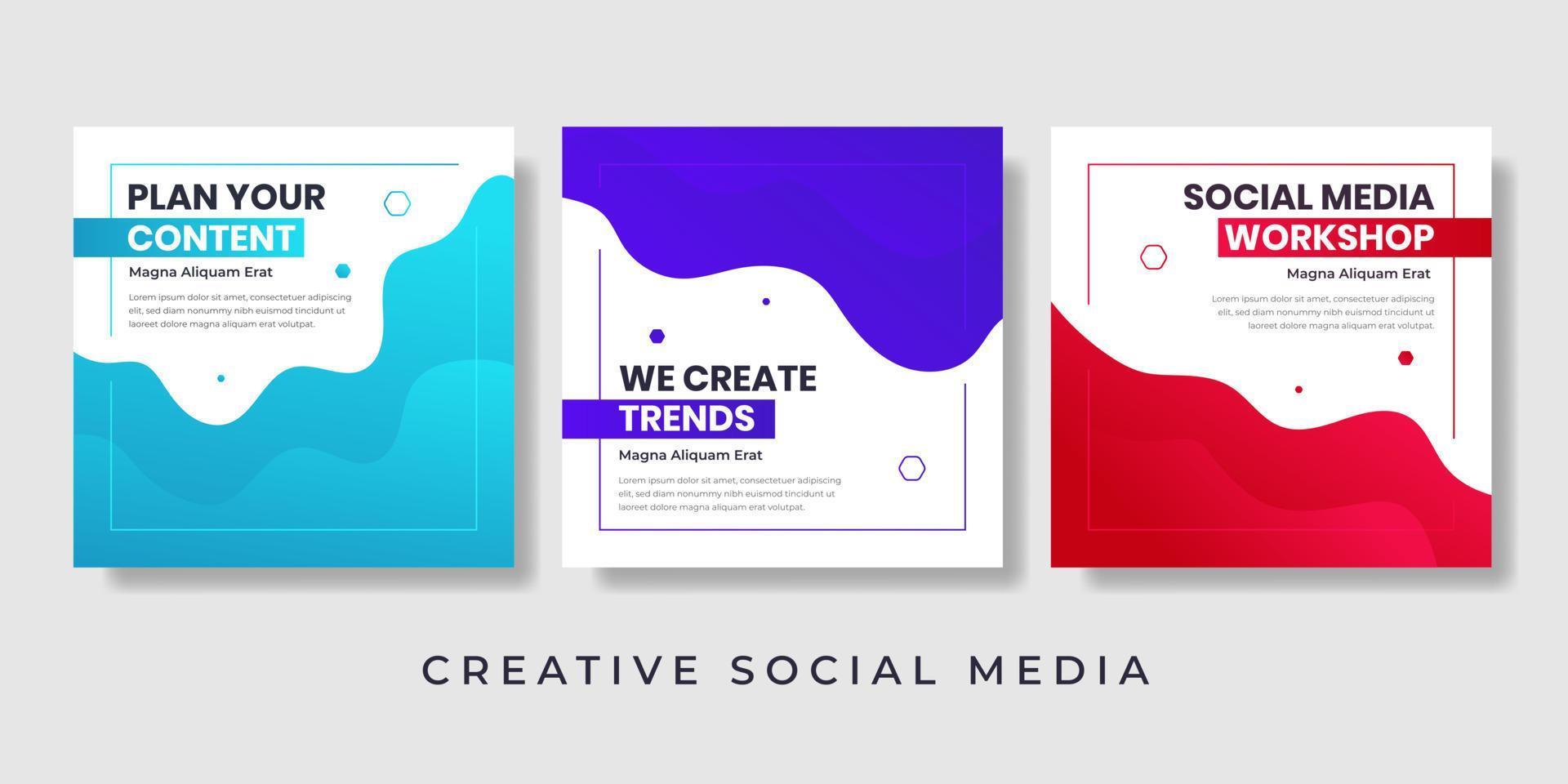 Creative social media post template with a cool topography design element and trendy gradient colors. vector