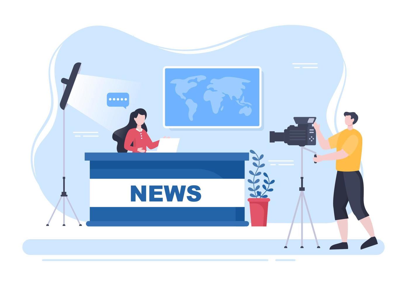 Breaking News Reporter Background Vector Illustration With Broadcaster or Journalist on the Monitor About Information Incident, Activities, Weather and Announcements