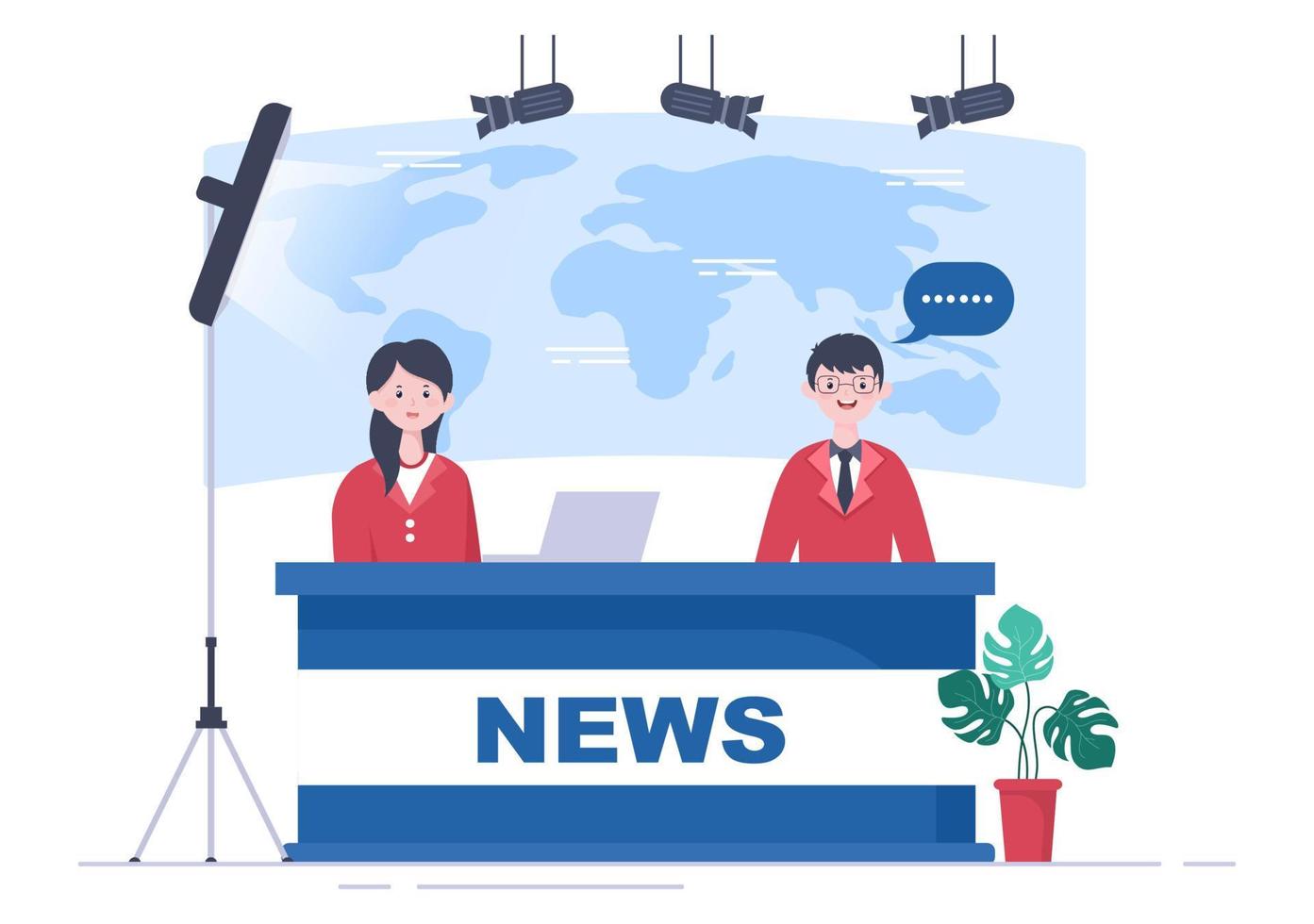 Breaking News Reporter Background Vector Illustration With Broadcaster or Journalist on the Monitor About Information Incident, Activities, Weather and Announcements