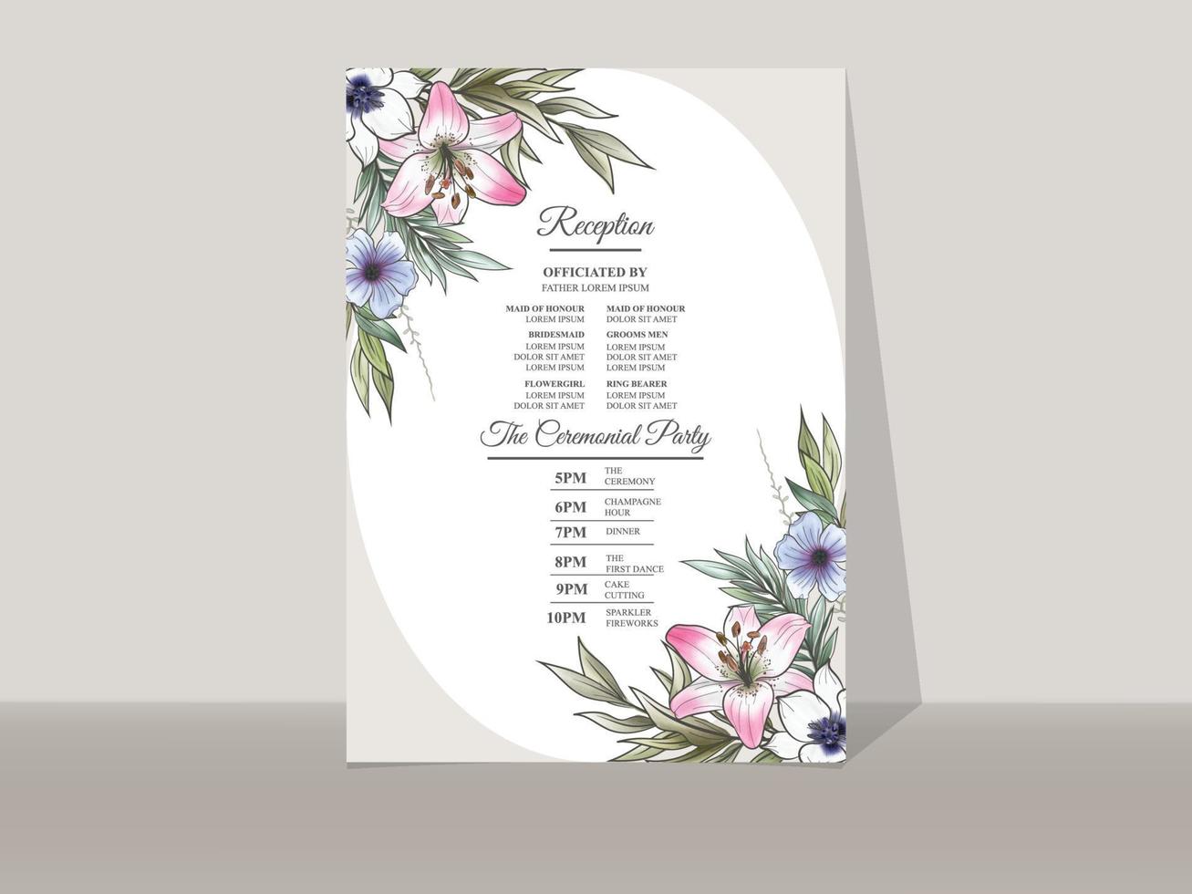 Romantic floral wedding invitations card vector