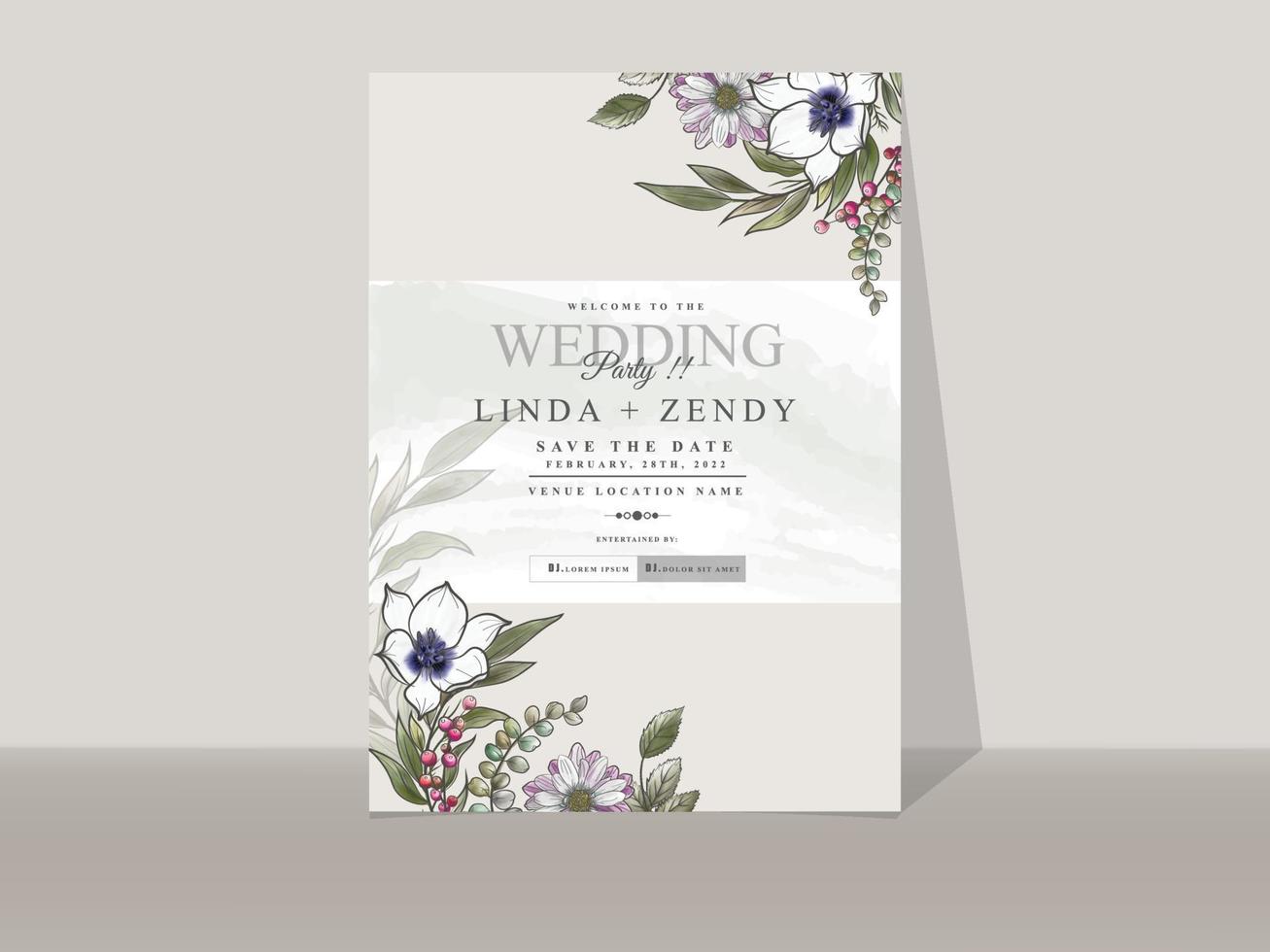 Romantic floral wedding invitations card vector