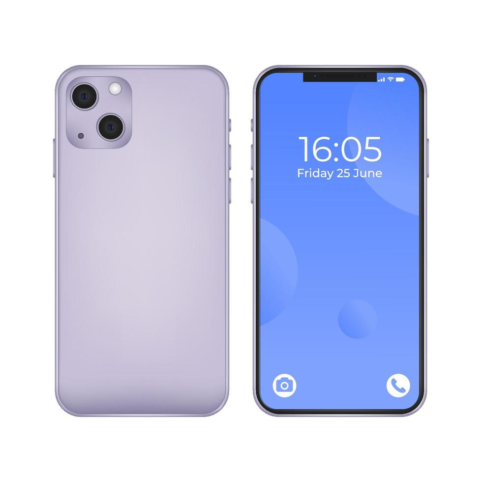 Realistic smartphone front and back vector