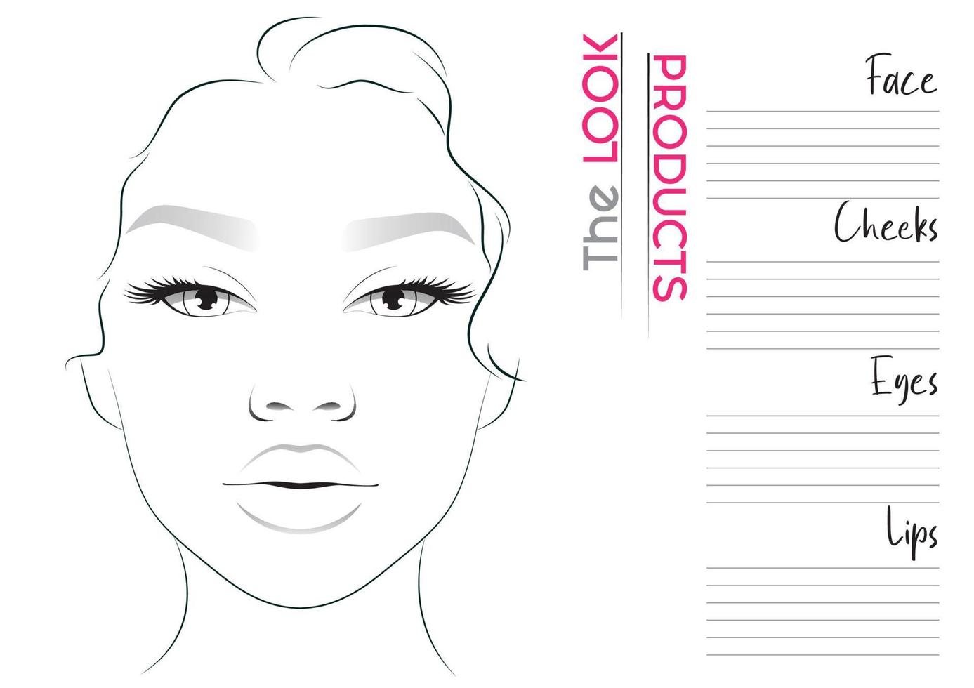 Realistic Makeup Artist Face Chart Blank Template. Vector Illustration