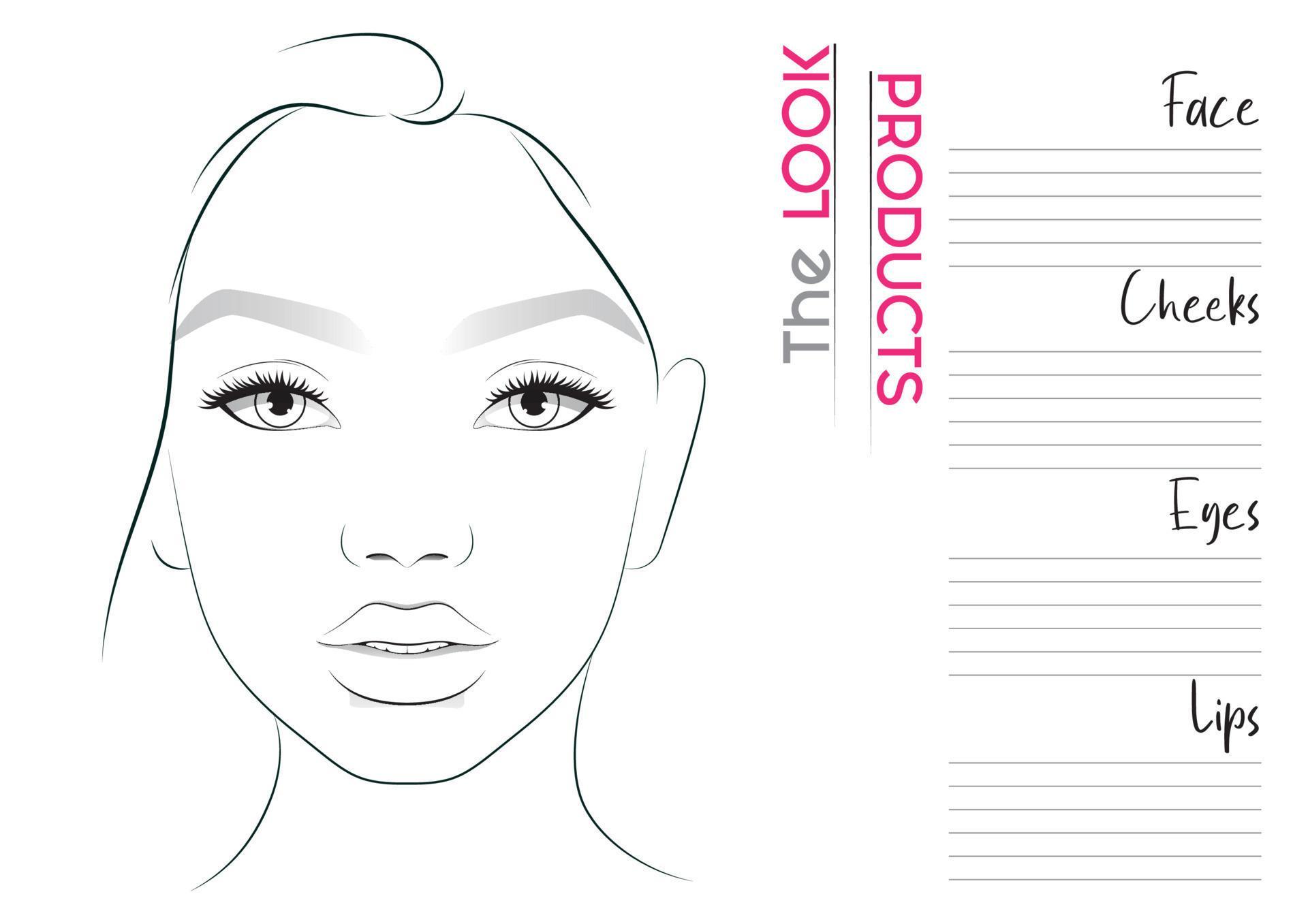 Realistic Makeup Artist Face Chart Blank Template Vector Illustration realistic-makeup-artist-face-chart-blank-template-vector-illustration