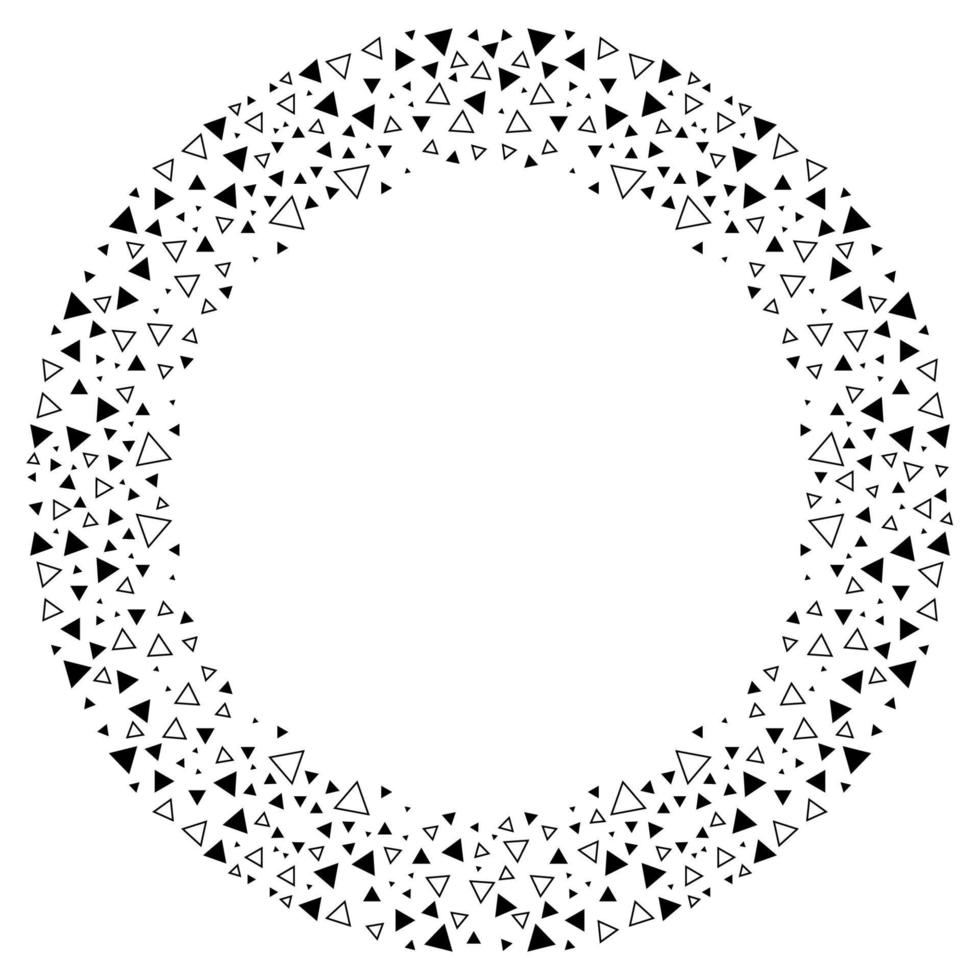 Geometrical round frame of triangles isolated on white background. Triangular circle element. vector