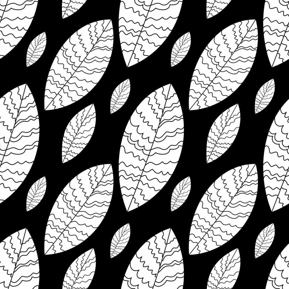 stylized leaf illustration with thin lines. leaves - seamless pattern for printing on fabric vector