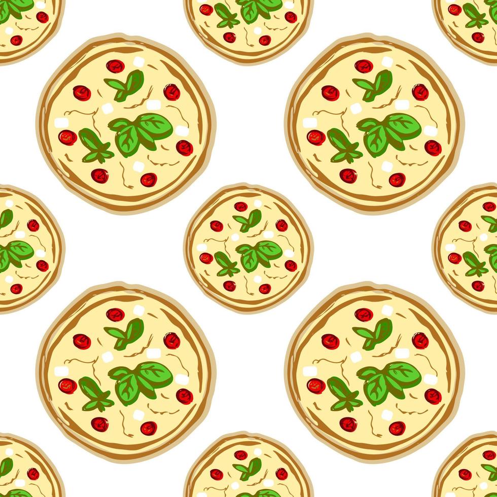 pizza seamless pattern. food, fast food - color illustration on white background vector