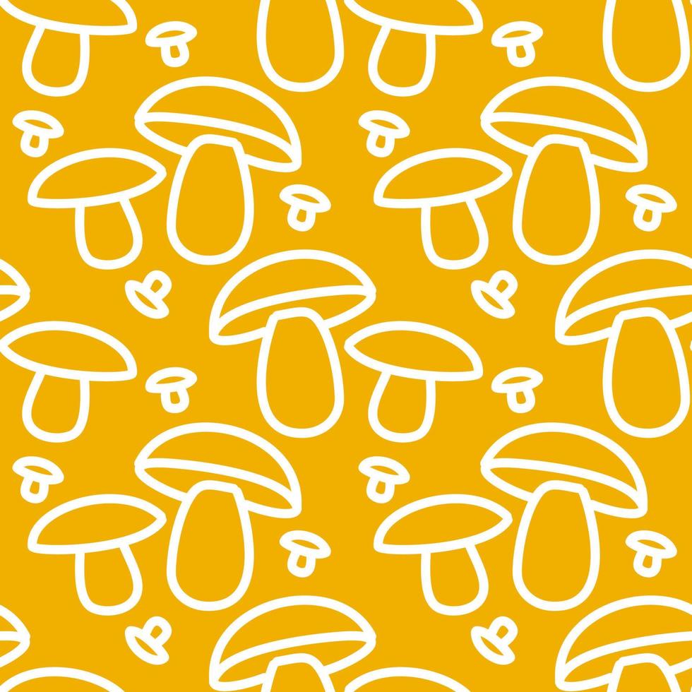 mushrooms sketch - seamless background from thin lines. forest autumn vector