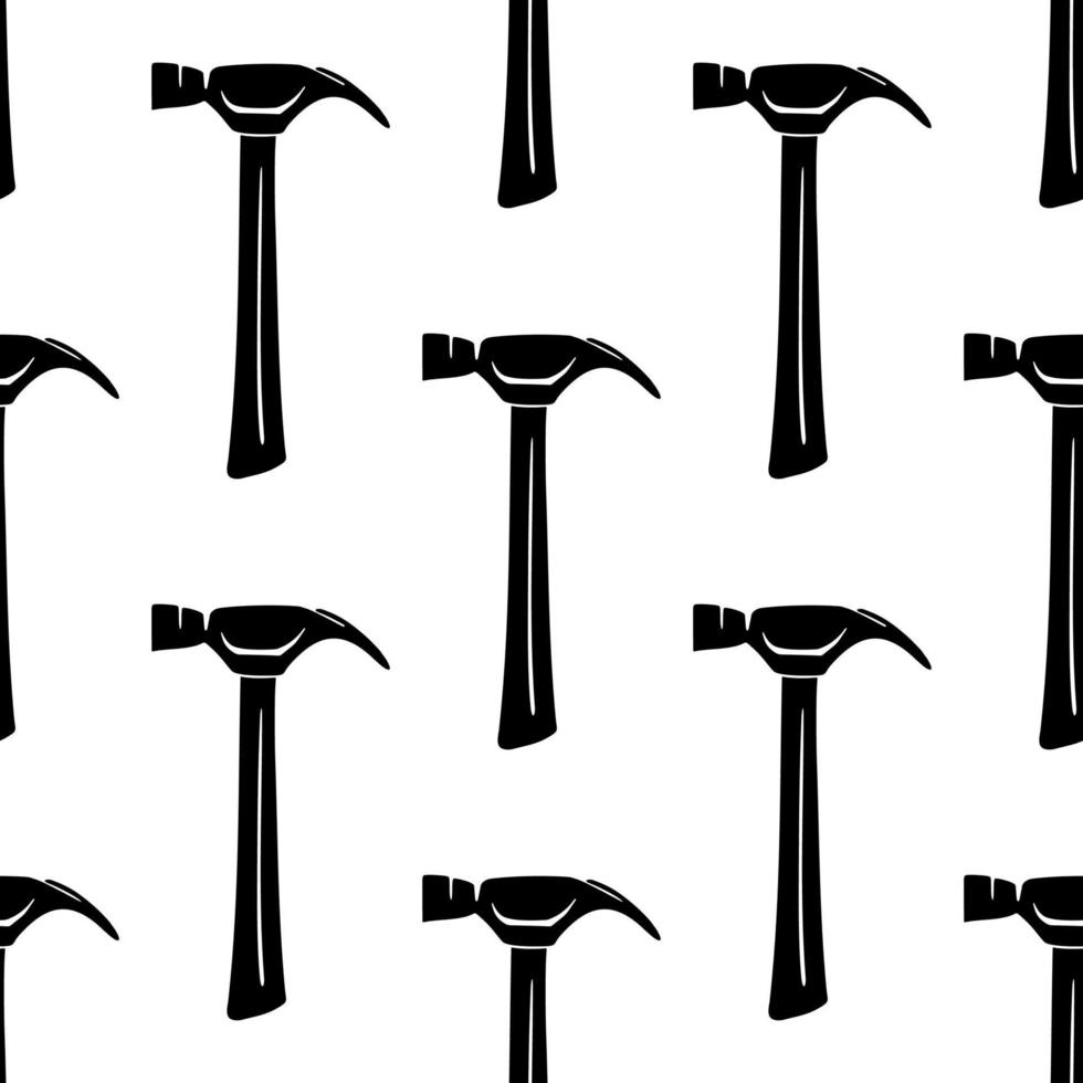 hammer hand tool for pulling out nails. repair - seamless vector background