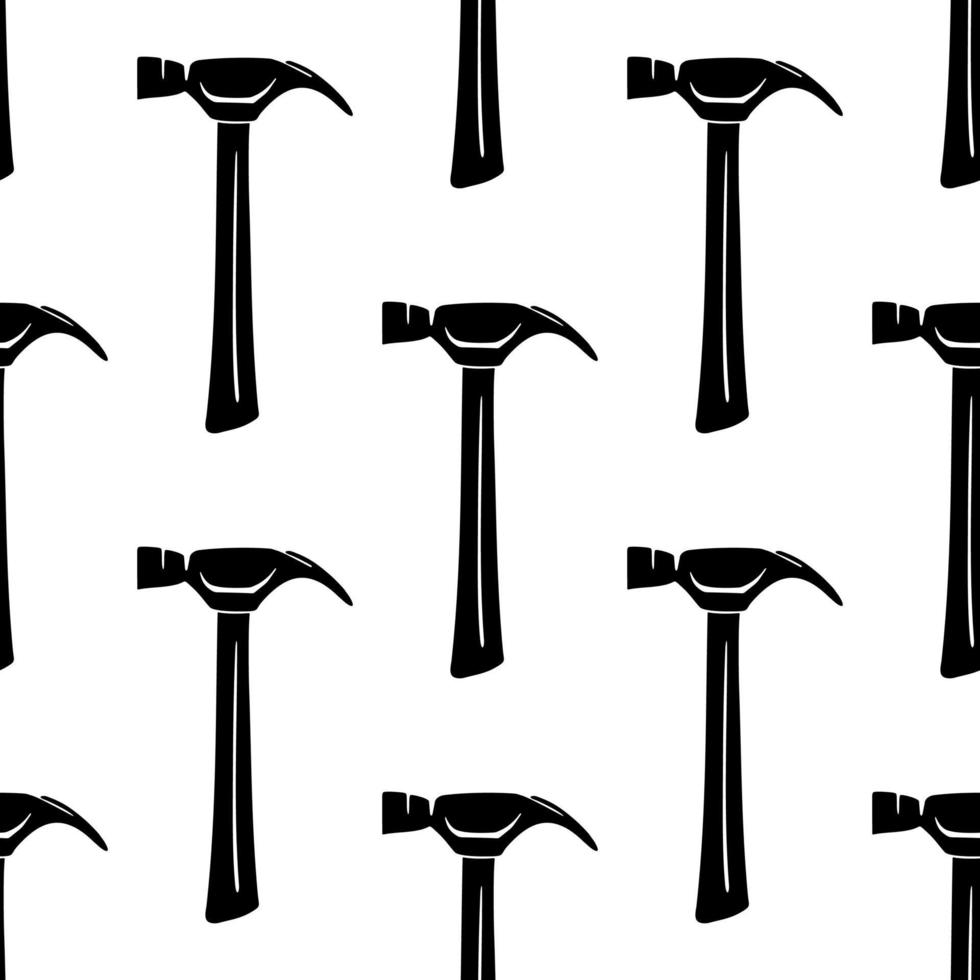 hammer hand tool for pulling out nails. repair - seamless vector background