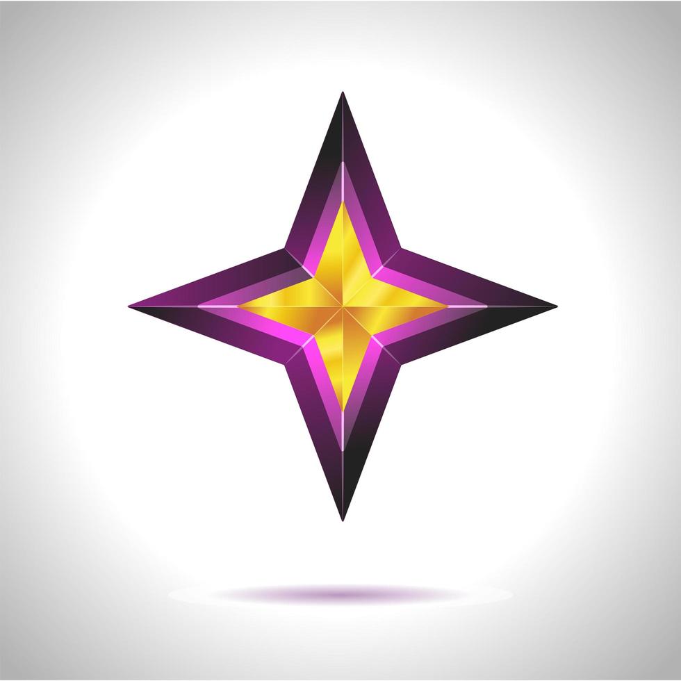 Shiny Gold Star. Christmas Illustration for design on white background vector