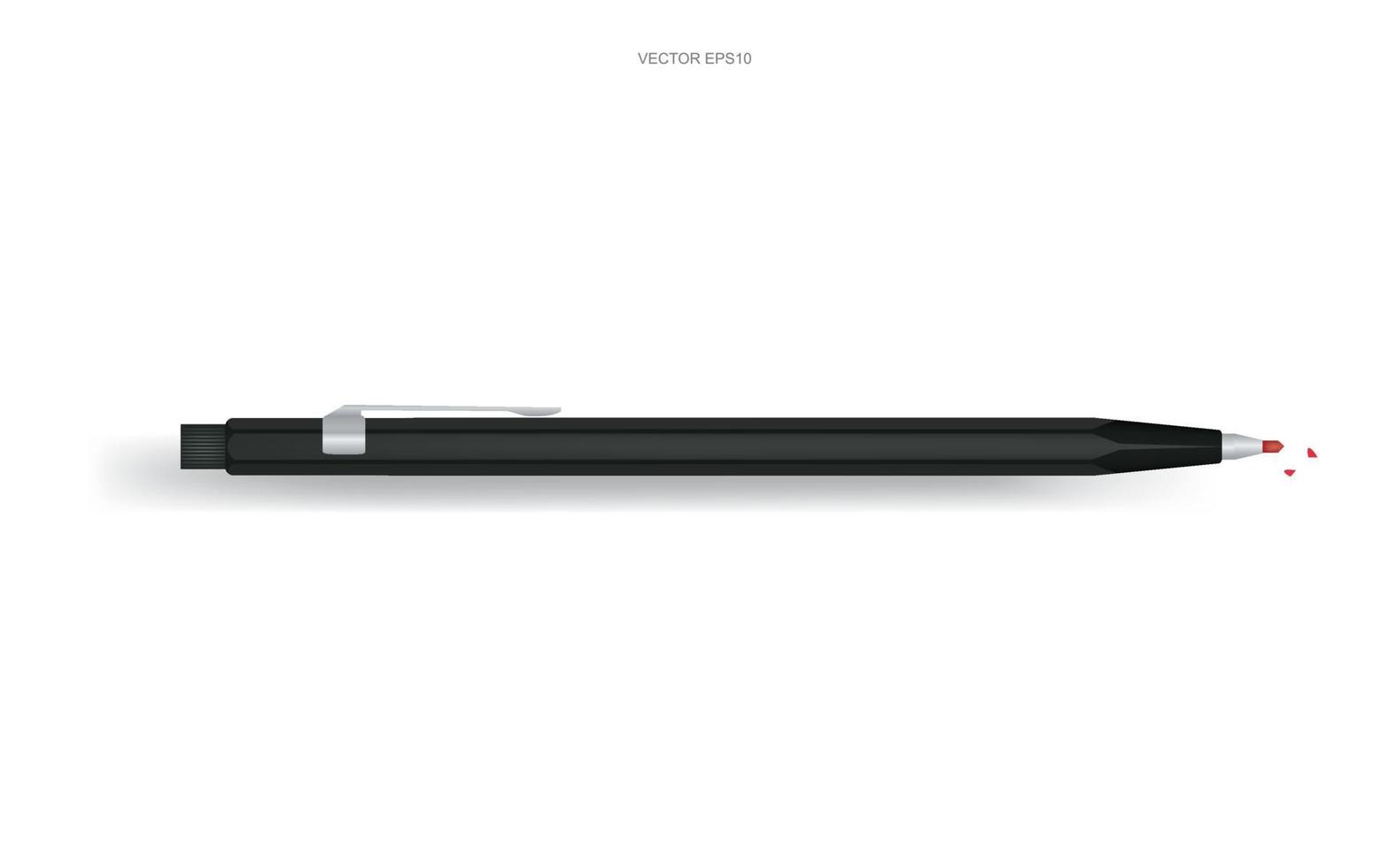 Black metallic pencil for architecture drawing on white background. Drawing or sketching pencil for architect. Vector. vector