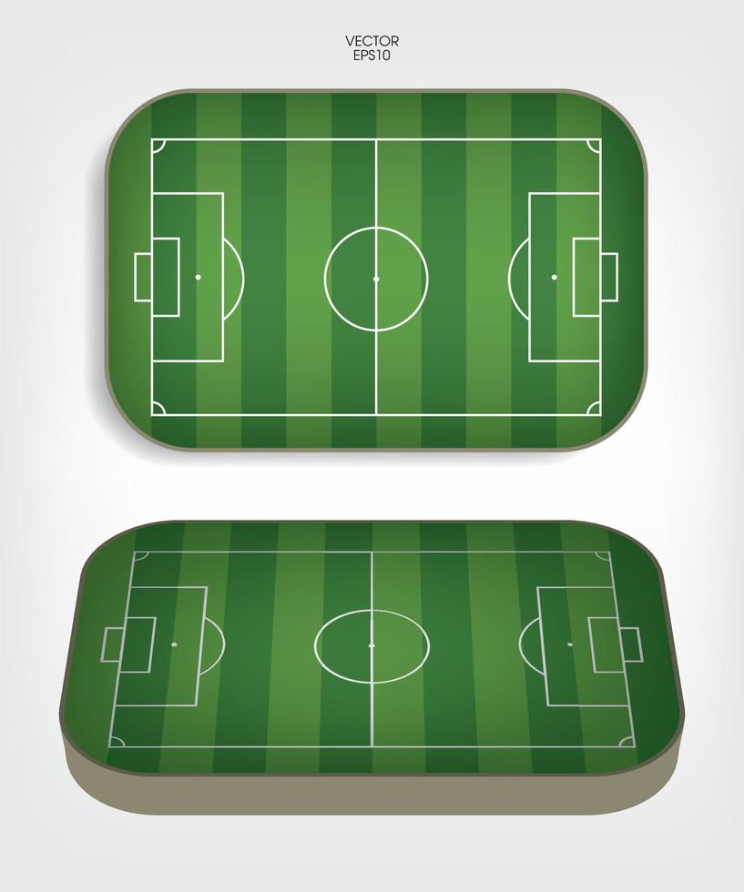 campo de fútbol o campo de fútbol de fondo. Cancha de césped verde para crear un juego de fútbol. vector. vector