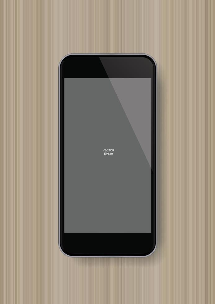 Smartphone on wood background with blank screen area for copy space. Vector. vector