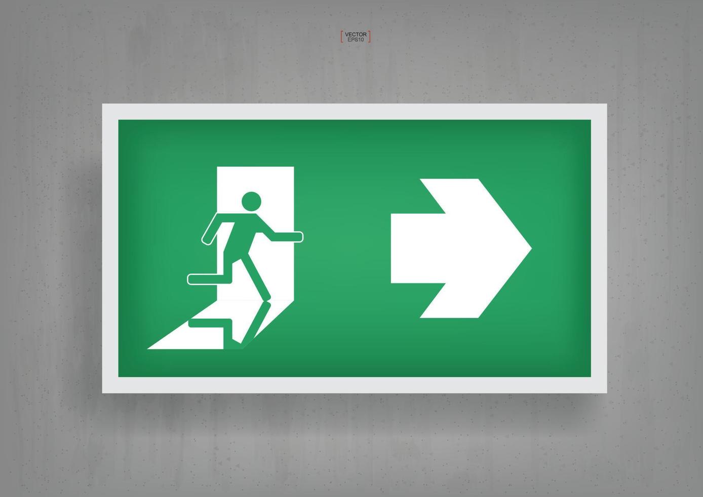 Emergency fire exit door symbol on gray concrete background. Vector. vector