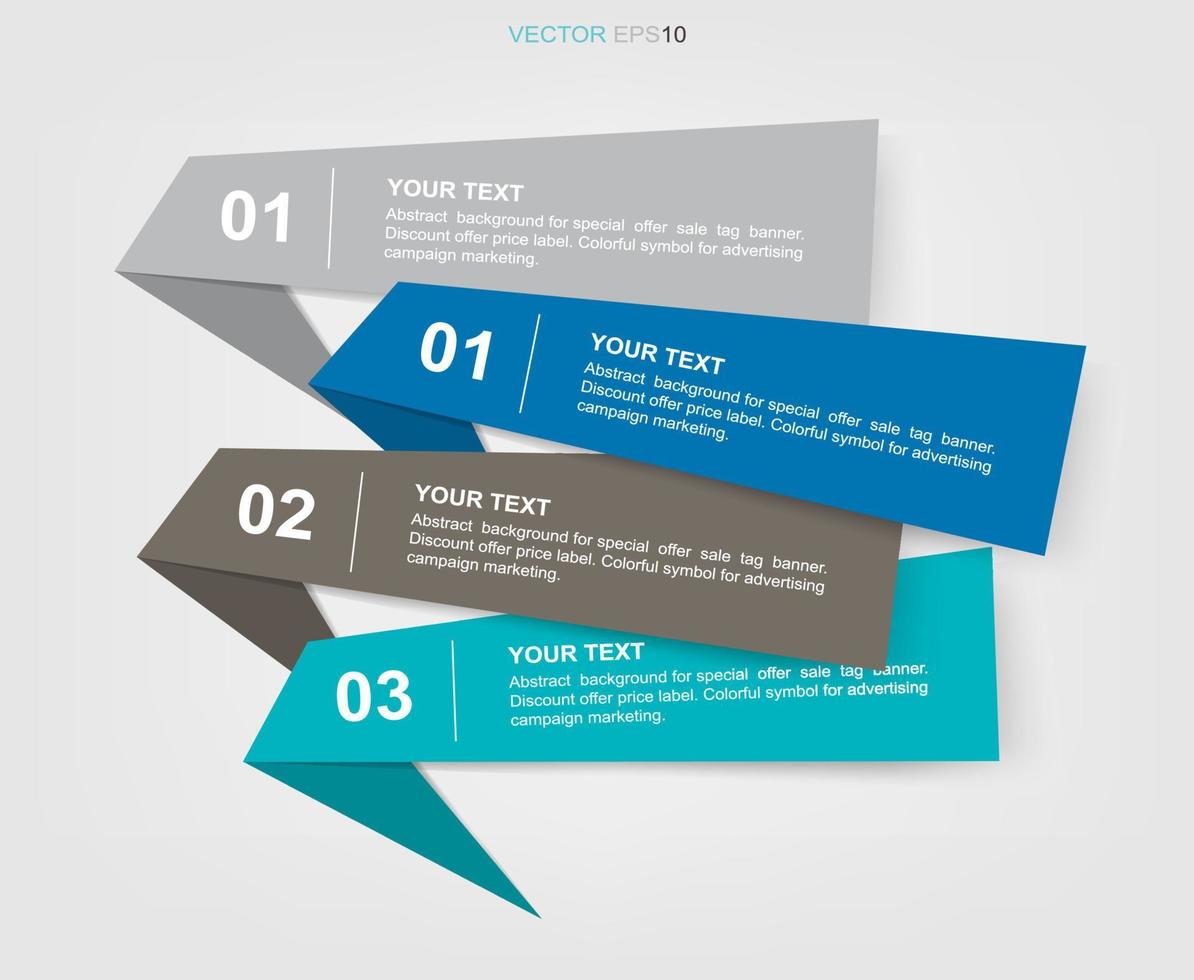 Fondo de etiqueta de papel de banner para plantilla de infografías de negocios. vector. vector