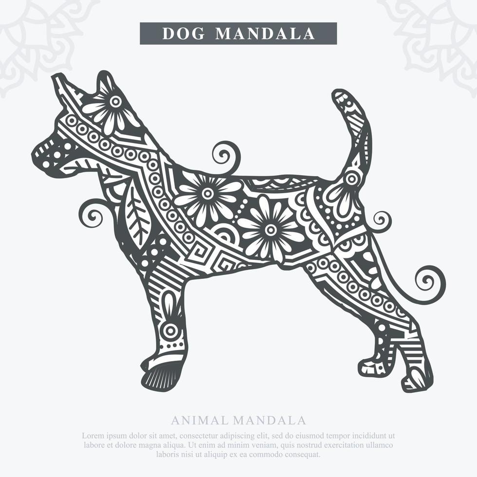 DOG Mandala Vector. Vintage decorative elements. Oriental pattern, vector illustration.