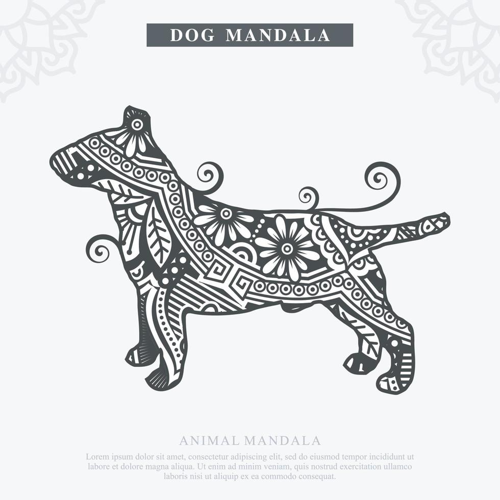 DOG Mandala Vector. Vintage decorative elements. Oriental pattern, vector illustration.