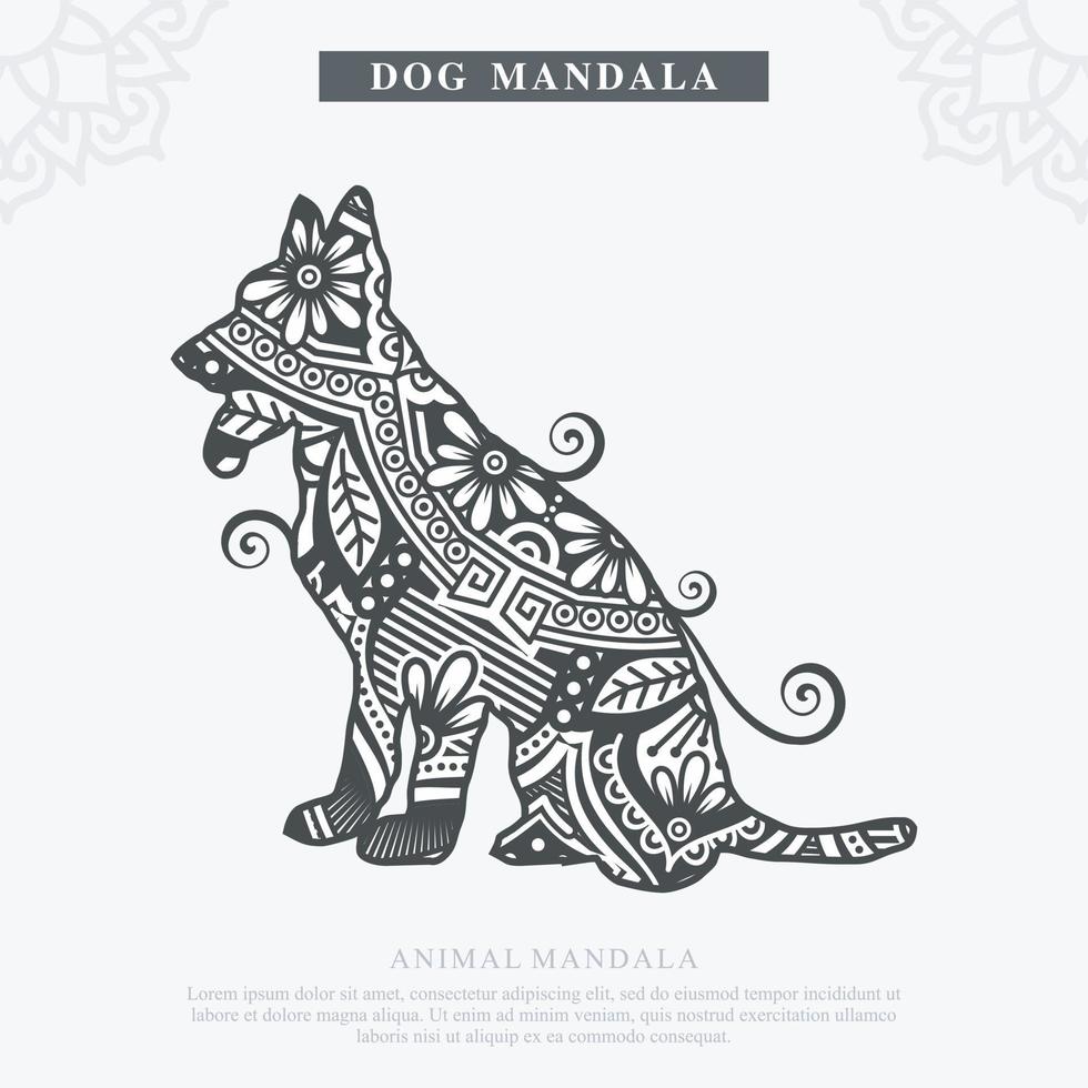 DOG Mandala Vector. Vintage decorative elements. Oriental pattern, vector illustration.