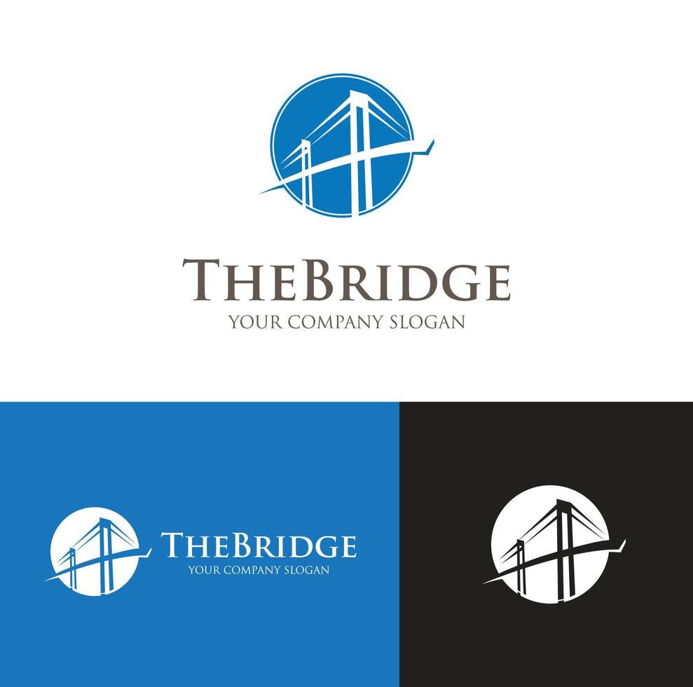 bridge architecture landmark logo tourism blue city structure design vector illustration