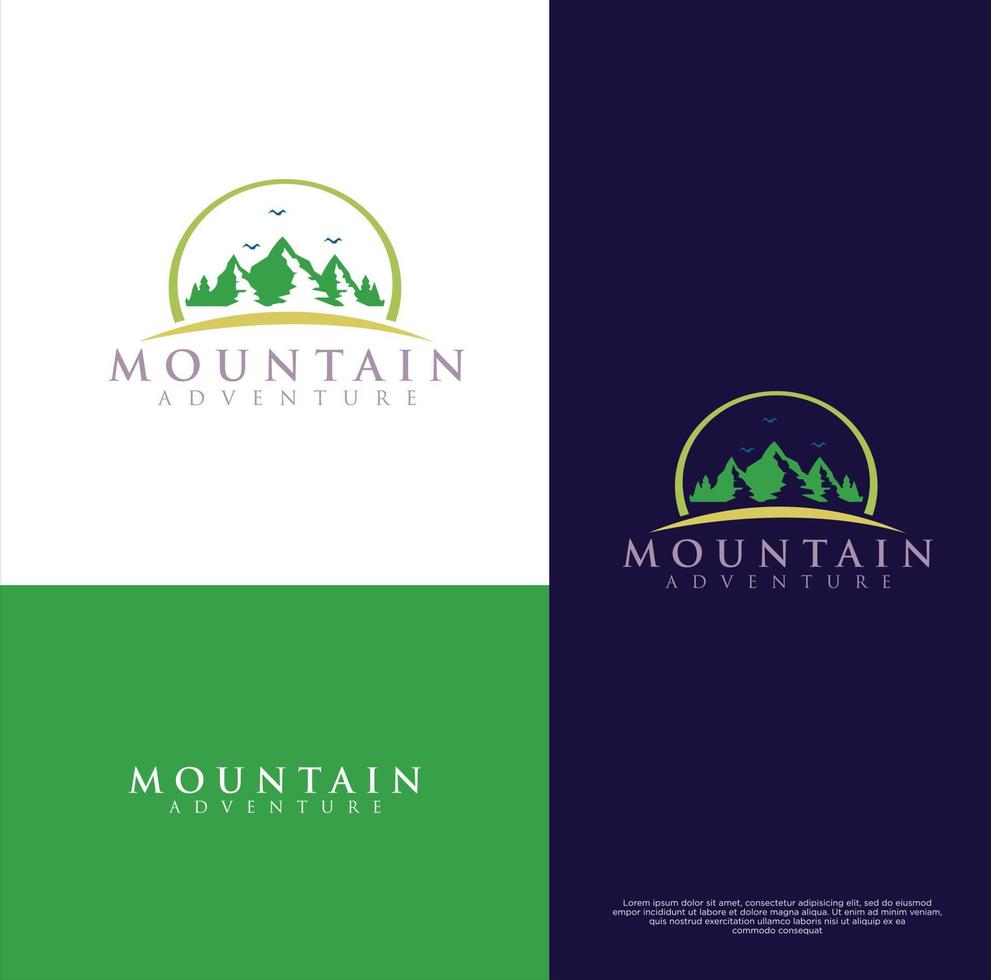 diseño de logotipo de montaña al aire libre, senderismo, camping, expedición y aventura al aire libre. explorando la naturaleza vector