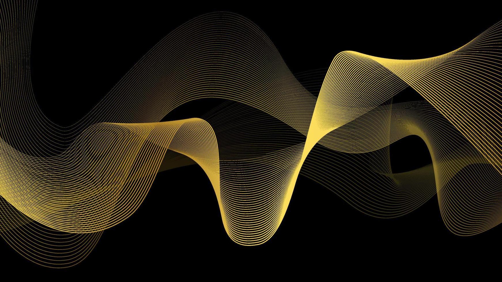 Luxurious golden waves black background vector