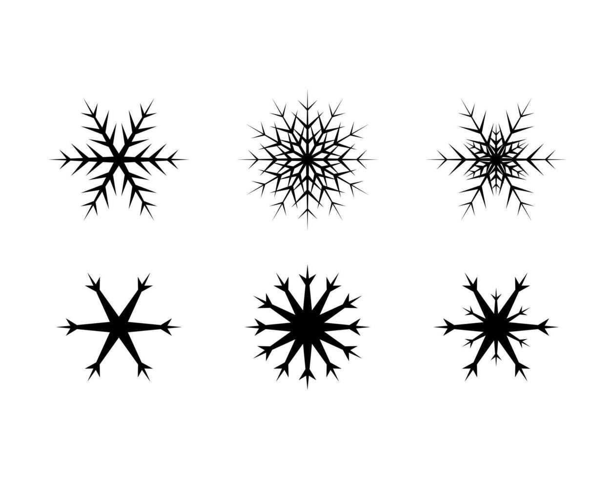 conjunto de copo de nieve simple de líneas negras. decoración festiva para año nuevo y navidad. vector