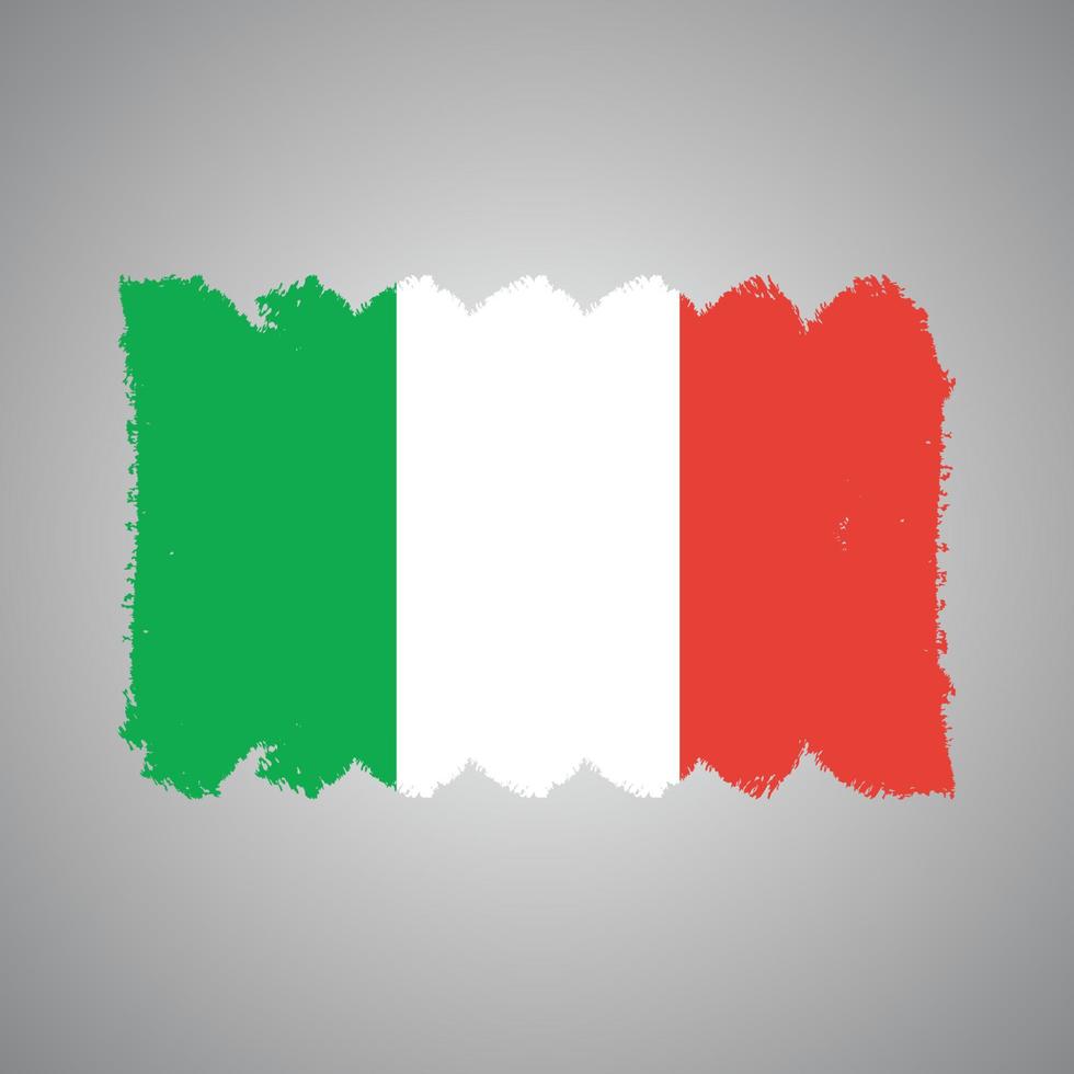 Italy flag vector with watercolor brush style