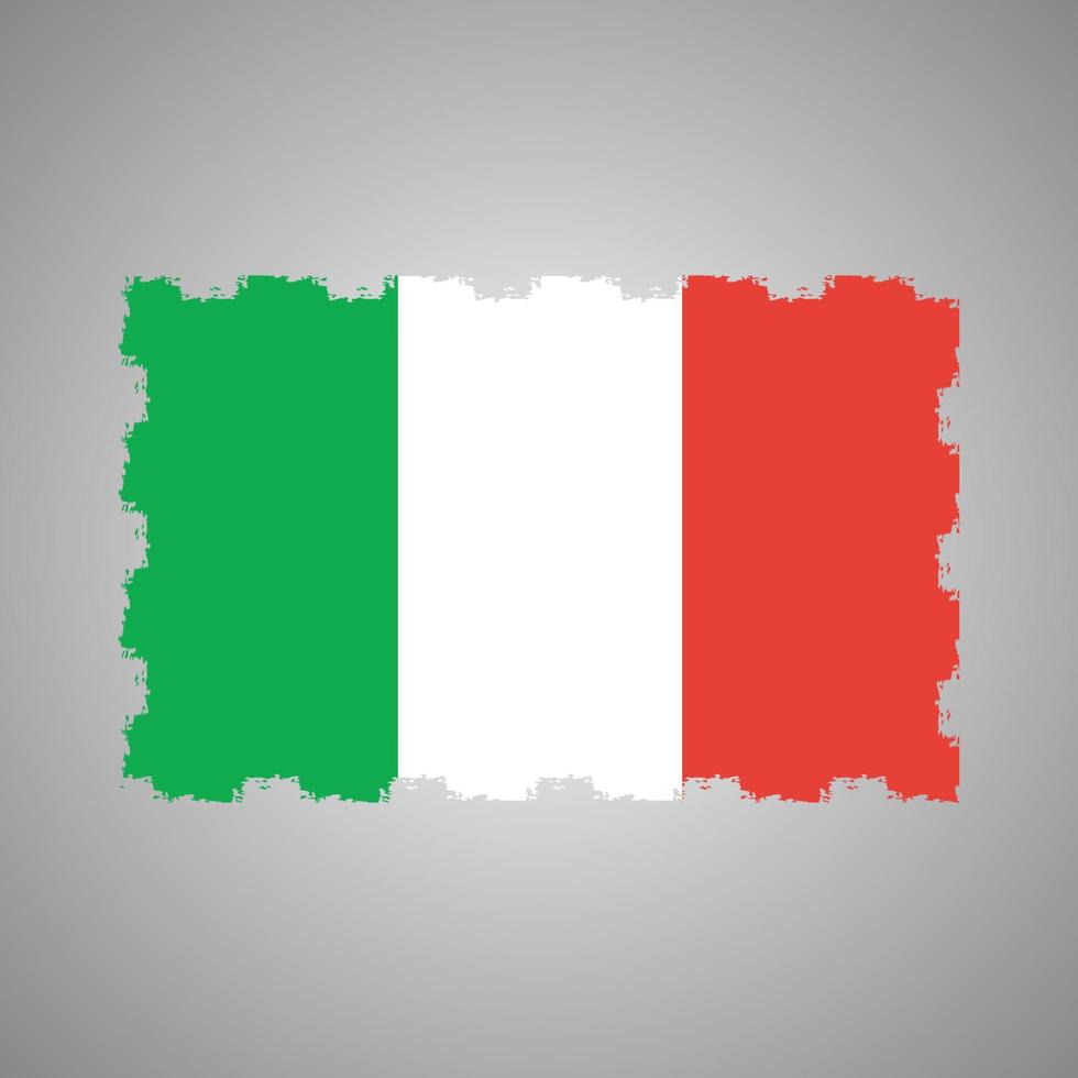 Italy flag vector with watercolor brush style