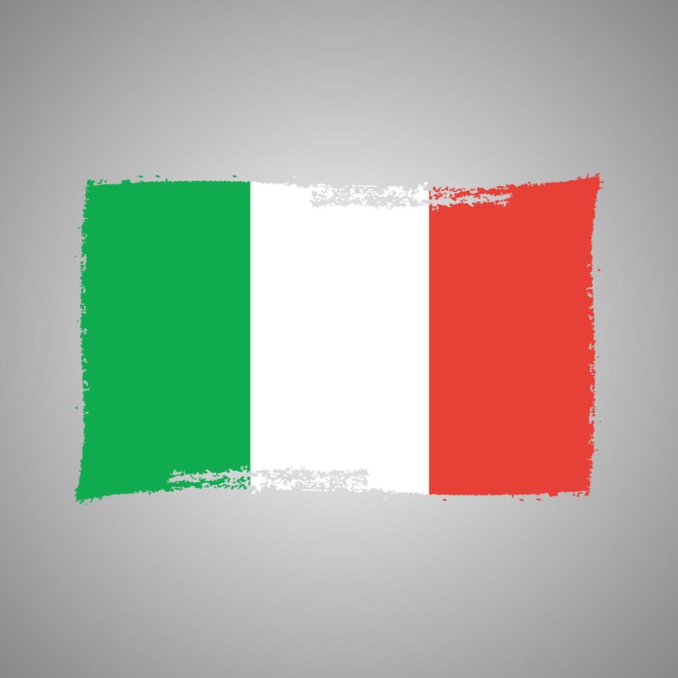 Italy flag vector with watercolor brush style