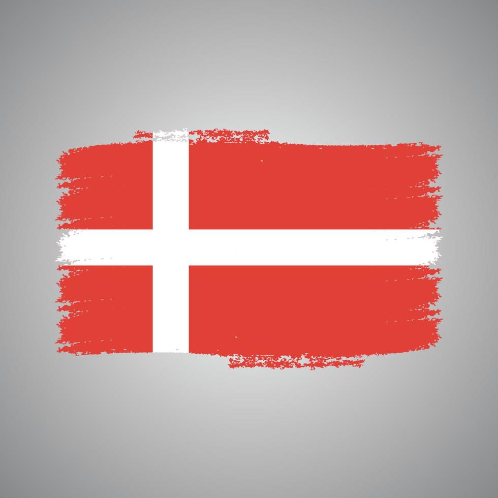 Denmark flag vector with watercolor brush style