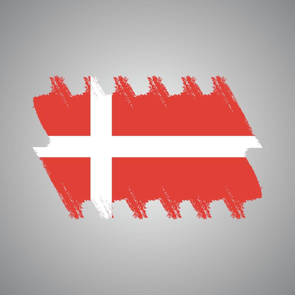 Denmark flag vector with watercolor brush style