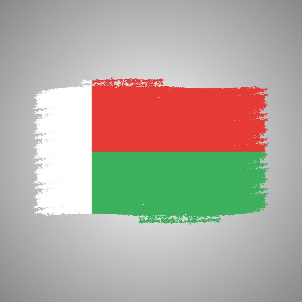 Madagascar flag vector with watercolor brush style
