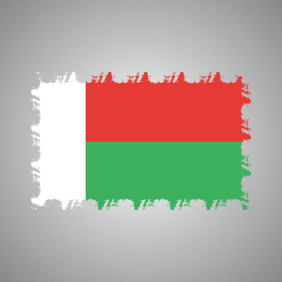 Madagascar flag vector with watercolor brush style