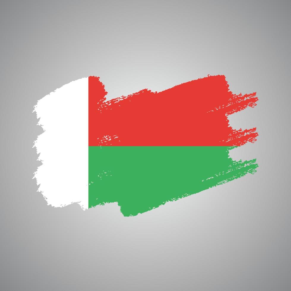 Madagascar flag vector with watercolor brush style