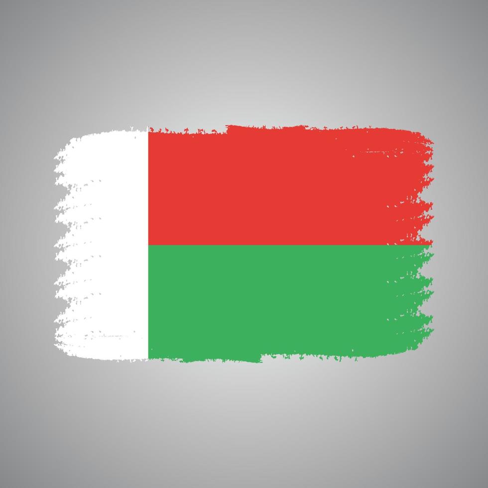 Madagascar flag vector with watercolor brush style