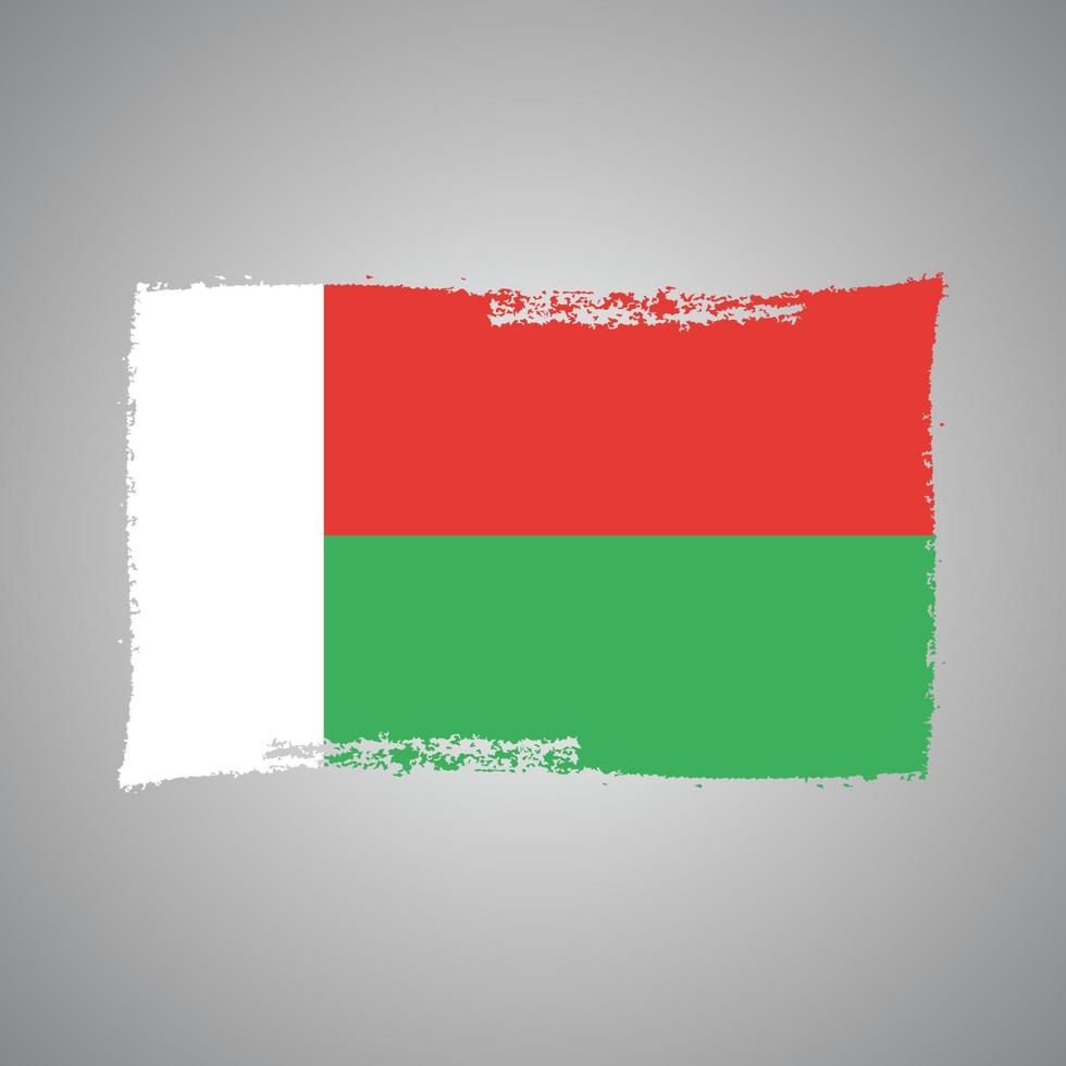 Madagascar flag vector with watercolor brush style