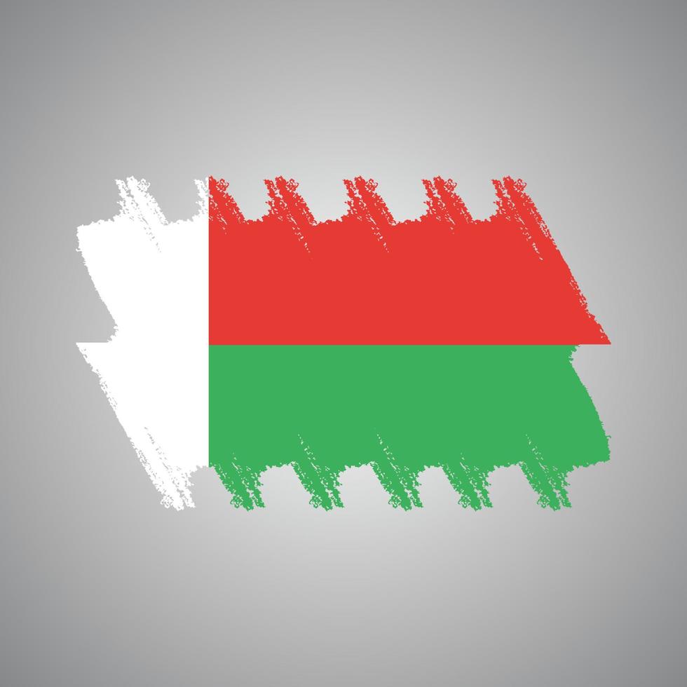 Madagascar flag vector with watercolor brush style